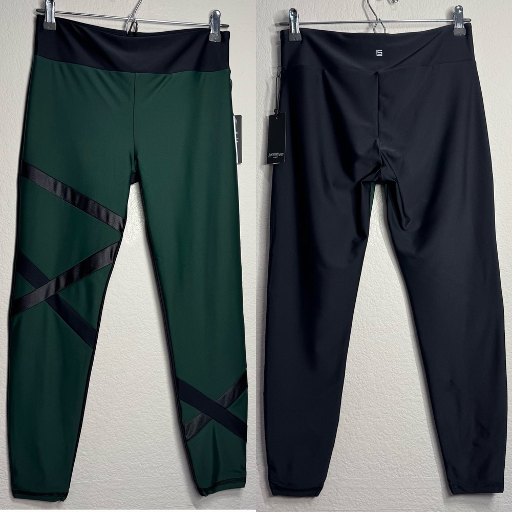 REVOLVE Lanston Sport High Waisted Leggings Large Green Colorblock SPF 50 Wick